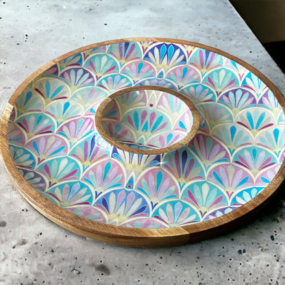 Meraki salmon blush round dip platter - single
