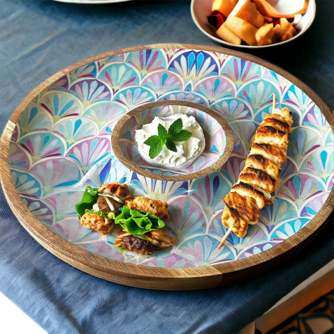 Meraki salmon blush round dip platter - single